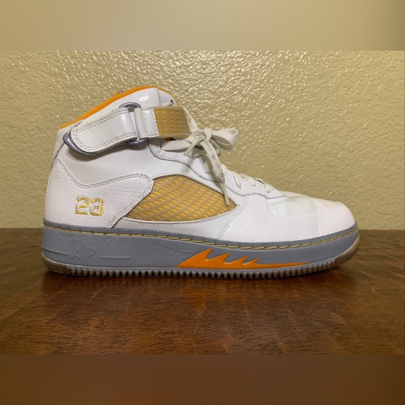 Air Jordan Retro 5/ Air Force 1 AJF5 Fusion Size 12 Orange & White Sneakers - Picture 3 of 14